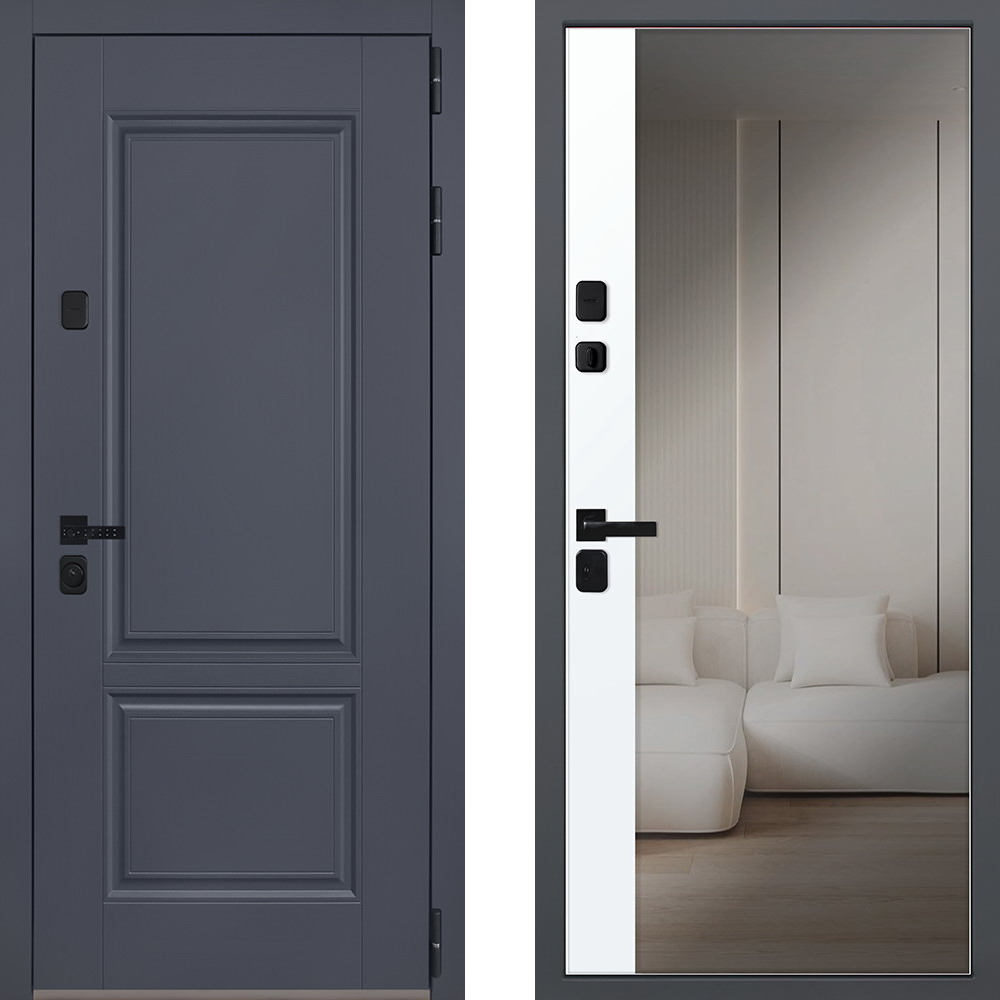 Стальная дверь «Ledo» с зеркалом (биометрическая дверная ручка Smart lock T888)