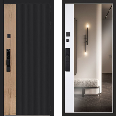 Стальная дверь «Конструктор» с зеркалом (биометрический замок Smart lock Y12)